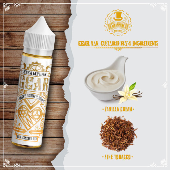 SteamPunk Flavor Shots Gear Vanilla Custard RY4 20ml/60ml